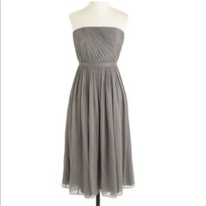 J.Crew grey strapless silk dress. Size 0. NWT